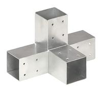 vidaXL Connecteur de Poteau Forme en X Poutre en Bois Jardin Extérieurs Auvents 4 Embouts de Section Galvanisé à Chaud Métal Galvanisé 71x71 mm