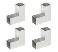 Connecteurs de poteau 4 pcs Forme en L Métal galvanisé 71x71 mm