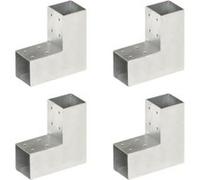 vidaXL Connecteurs de poteau 4 pcs Forme en L Métal galvanisé 71x71 mm Gris G