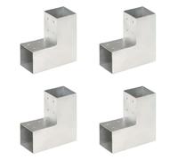 vidaXL Connecteurs de poteau 4 pcs Forme en L Métal galvanisé 81x81 mm