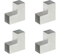 vidaXL Connecteurs de poteau en L Métal galvanisé 91 x 91 mm 4 pcs