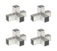 vidaXL Connecteurs de poteau 4 pcs Forme en X Métal galvanisé 71x71 mm