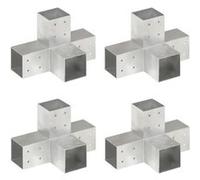 vidaXL Connecteurs de poteau Forme en X 4 pcs Métal galvanisé 81x81 mm