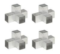 vidaXL Connecteurs de poteau 4 pcs Forme en X Métal galvanisé 91x91 mm