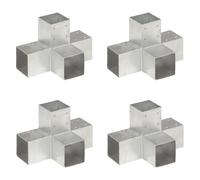 vidaXL Connecteurs de poteau 4 pcs Forme en X Métal galvanisé 91x91 mm