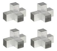 vidaXL Connecteurs de poteau 4 pcs Forme en X Métal galvanisé 91x91 mm