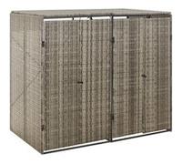 vidaXL Containerberging dubbel 140x80x117 cm poly rattan grijs319865 Gris G