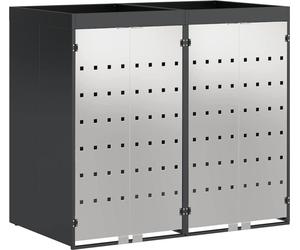 vidaXL : Conteneur de rangement pour voiture, pour 2 bacs, en acier inoxydable, couleur anthracite
