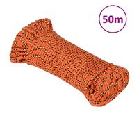 vidaXL Corde de bateau 4mm - 50m Orange Polypropylène