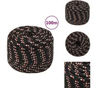 vidaXL Corde de bateau noir 12 mm 100 m Polypropylène - Cordes
