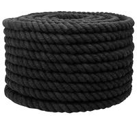 vidaXL Corde en coton, 24 mm, 50 mètres, noire, 100% coton