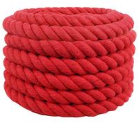 vidaXL Corde en coton, 30 mm, 50 mètres, rouge, 100% coton