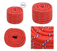 vidaXL Corde pour bateau rouge 20 mm 25 m polypropylène - Corde pour bateau - Cordes pour bateau - Corde tressée pour bateau - Ligne d'ancrage