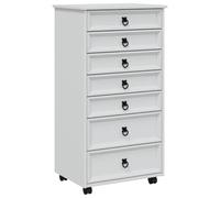 vidaXL Corona, coffre à roulettes avec tiroirs, blanc, espace de rangement rustique, beaucoup d'espace pour les documents, armoire à roulettes facile à nettoyer, meuble polyvalent