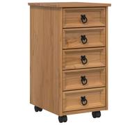 vidaXL Corona, coffre à roulettes avec tiroirs, marron miel, beaucoup d'espace de rangement pour salon, bureau, bricolage, design rustique avec armoire à roulettes et tiroir, facile à nettoyer