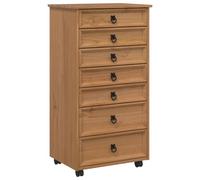 vidaXL Corona, coffre à roulettes avec tiroirs, marron miel, espace de rangement rustique, beaucoup d'espace pour les documents, armoire à roulettes facile à nettoyer, meuble polyvalent
