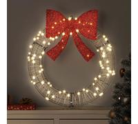 vidaXL Couronne avec 60 LED Blanc chaud 75 x 75 x 8 cm Rotin