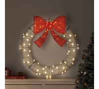 vidaXL Couronne avec 80 LED Blanc chaud 90 x 90 x 9 cm Rotin