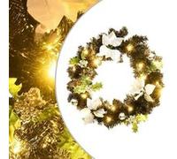 vidaXL Couronne de Noël avec lumières LED Noir 60 cm PVC