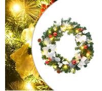 Couronne de Noël avec lumières LED vert 60 cm PVC