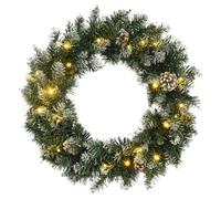 vidaXL Couronne de Noël LED Vert 60 cm