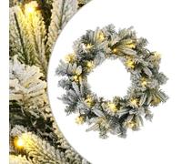 vidaXL Couronne de Noël Vert et Blanc Ø 30 cm PVC et PE 25 LED