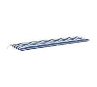 vidaXL Coussin de banc de jardin Rayures bleues et blanches 200x50x7 cm