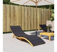 vidaXL Coussin de Chaise Longue, Matelas de Bain de Soleil Anti-glissement, Décoration Jardin Terrasse Patio, Motif à Carreaux Noir Tissu Oxford Noir G