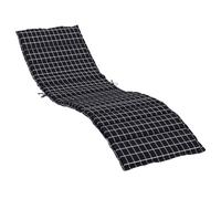 vidaXL Coussin de Chaise Longue, Matelas de Bain de Soleil Anti-Glissement, Décoration Jardin Terrasse Patio, Motif à Carreaux Noir Tissu Oxford