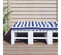 vidaXL Coussin de Palette, Galette de Chaise Rembourrée, Décoration Salle de Séjour Jardin Terrasse, Rayures Bleues et Blanches 120x80x12cm Tissu