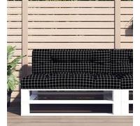 vidaXL Coussin de Palette, Coussin de Siège de Salon, Coussin de Canapé de Jardin, Coussin de Chaise Extérieur, Motif à Carreaux Noir 120x40x12 cm Tissu Noir G