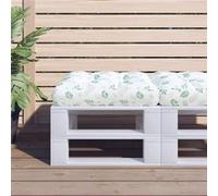 Coussin de Palette, Galette de Chaise avec Dossier, Décoration Jardin Terrasse Patio Extérieur, Motif de Feuilles 60x61,5x10 cm Tissu