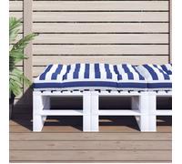 vidaXL Coussin de palette Galette de chaise rembourrée Rayures bleues et blanches 120x80x12 cm
