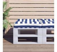 vidaXL Coussin de palette Rayures bleues et blanches 50x50x12 cm en tissu