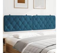 vidaXL Coussin de Tête de Lit, Oreiller de Tête de Lit avec Bandes Auto-agrippantes, Coussin Rembourré Chambre à Coucher, Bleu 200 cm Velours