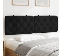 vidaXL Coussin de Tête de Lit, Oreiller de Tête de Lit avec Bandes Auto-agrippantes, Coussin Rembourré Chambre à Coucher, Noir 160 cm Velours