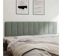 vidaXL Coussin de tête de lit Hanko – Rembourré, bandes auto-agrippantes – 200 cm Gris clair velours