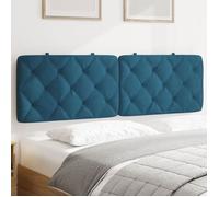 vidaXL Coussin de tête de lit rembourré en velours, bandes auto-agrippantes, Bleu 160 cm