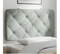 vidaXL Coussin de Tête de Lit, Oreiller de Tête de Lit avec Bandes Auto-agrippantes, Coussin Rembourré Chambre à Coucher, Gris Clair 90 cm Velours