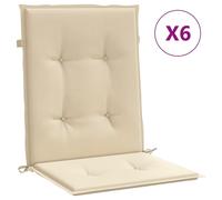 vidaXL Coussin pour chaise de jardin à dossier bas 6 pcs. Beige 100x50x3 cm