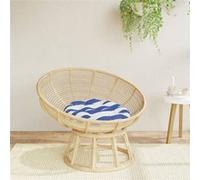 Coussin Rond, Galette de Chaise Antidérapante, Coussin Rembourré, Décoration Jardin Terrasse Patio Extérieur, Rayure Bleue Blanche Ø 60 x11 cm Tissu