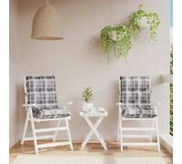 vidaXL Coussins de chaise à dossier bas lot de 2 motif carreaux gris