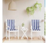 vidaXL Coussins de chaise à dossier bas lot de 2 rayures bleu et blanc 361319