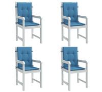 vidaXL Coussins de chaise à dossier bas lot de 4 bleu mélangé tissu