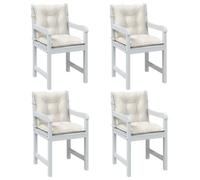 vidaXL Coussins de chaise à dossier bas lot de 4 crème mélangé tissu