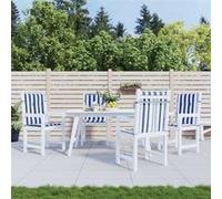 vidaXL Coussins de chaise à dossier bas – Lot de 4, rayures bleu et blanc