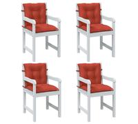 vidaXL Coussins de chaise à dossier bas lot de 4 rouge mélangé tissu