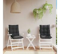 vidaXL Lot de 2 Coussins de Chaise à Dossier Bas, Galette de Siège Imperméable, Coussin d'Extérieur Anti-Glissement Jardin Terrasse, Noir Tissu Oxford