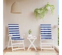 vidaXL Lot de 2 Coussins de Chaise à Dossier Haut, Galettes de Siège Anti-Glissement, Décoration Jardin Terrasse Patio, Rayures Bleu Blanc Tissu