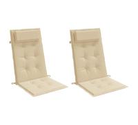 vidaXL Coussins de Chaise à Dossier Haut Lot de 2 Beige Tissu Oxford, Coussin, Coussin de Chaise, Coussin de siège, Coussin de canapé